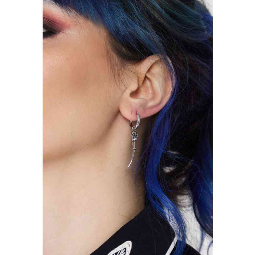 Jawbreaker - Skull And Bone Silver Drop Earring Oorbellen - Zilverkleurig